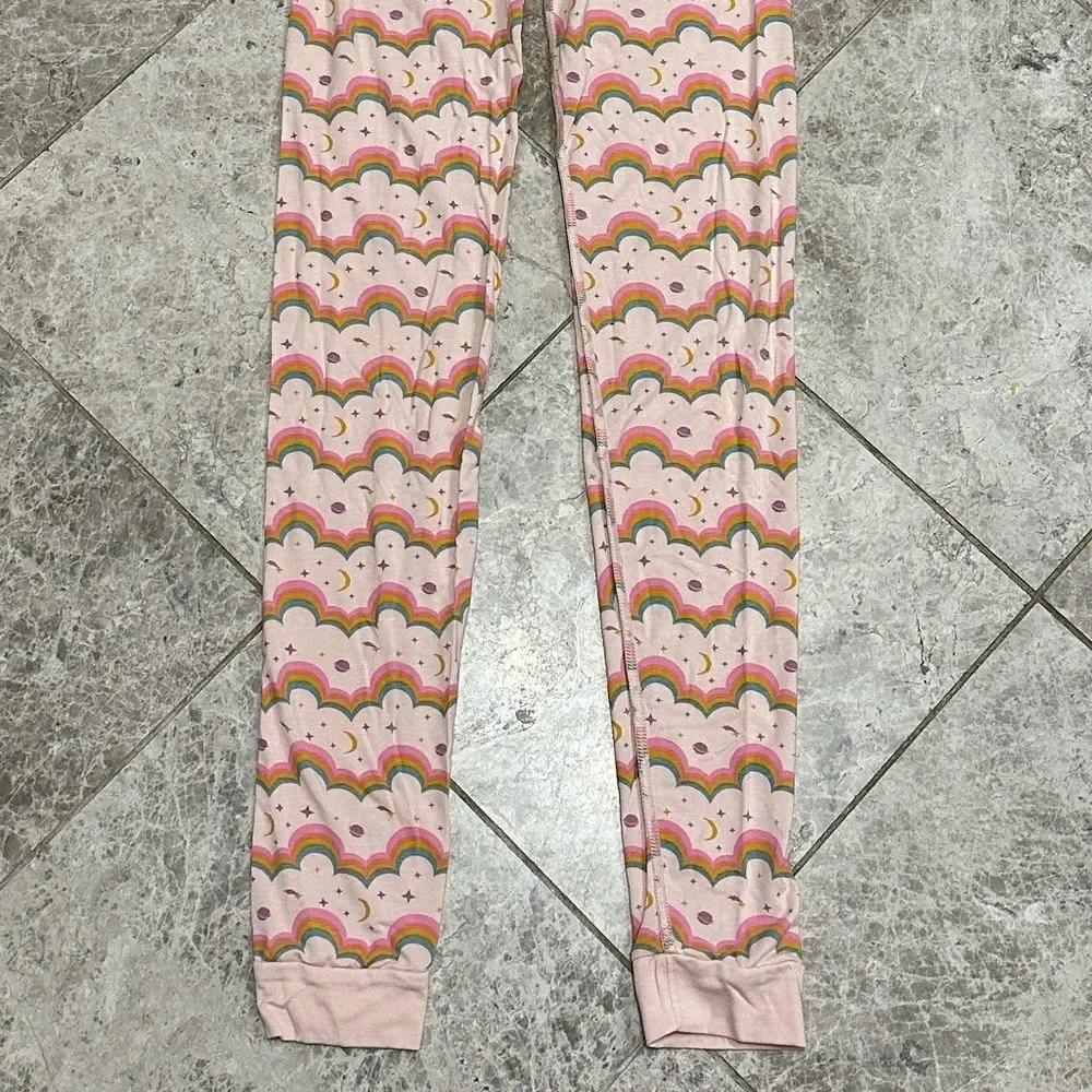 Hanna Andersson HannaSoft Pink Rainbow Long Sleeve Pajama Set Size 150  US 12
